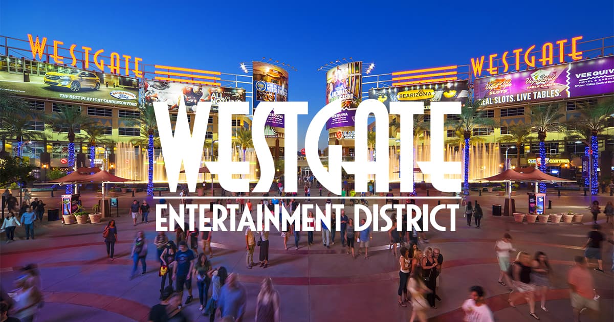 Westgate Entertainment District lit up at night